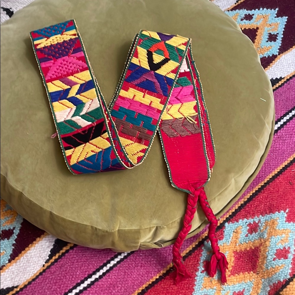 Colorful Woven Belt with Red Accents